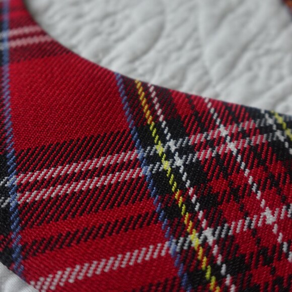 Detachable Red Tartan collar necklace with ribbon closure - Picture 6 of 7